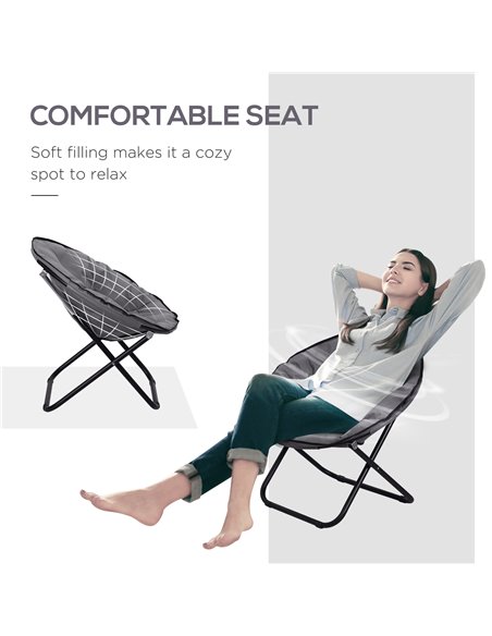 Outsunny Garden Folding Portable Padded Saucer Moon Chair Padded Round Outdoor Camping Travel Fishing Seat  Grey 84B-299GY - pic 59735 | FastDaddyshop