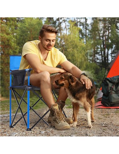 Outsunny Folding Camping Chair, Metal Frame with Sponge Padding and Storage Pockets, Portable Design, Blue 84B-391V70BU
