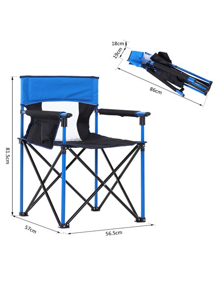 Outsunny Folding Camping Chair, Metal Frame with Sponge Padding and Storage Pockets, Portable Design, Blue 84B-391V70BU - pic 59742 | FastDaddyshop