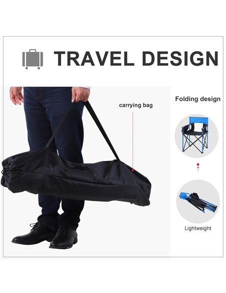 Outsunny Folding Camping Chair, Metal Frame with Sponge Padding and Storage Pockets, Portable Design, Blue 84B-391V70BU - pic 59746 | FastDaddyshop