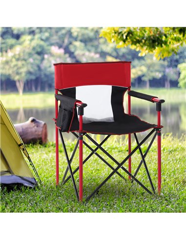Outsunny Portable Folding Camping Chair, Durable Metal Frame with Comfortable Sponge Padding and Convenient Storage Pockets, Eye