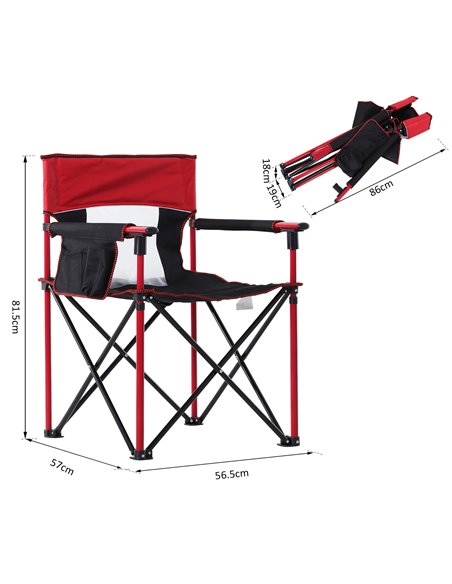 Outsunny Portable Folding Camping Chair, Durable Metal Frame with Comfortable Sponge Padding and Convenient Storage Pockets, Eye - pic 59751 | FastDaddyshop