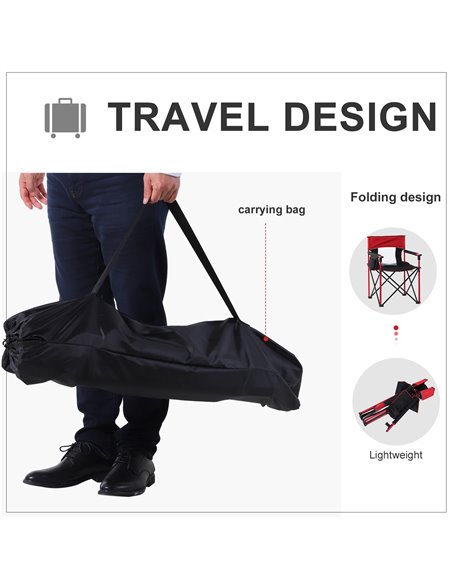 Outsunny Portable Folding Camping Chair, Durable Metal Frame with Comfortable Sponge Padding and Convenient Storage Pockets, Eye - pic 59755 | FastDaddyshop