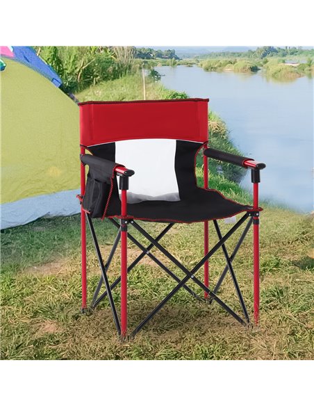 Outsunny Portable Folding Camping Chair, Durable Metal Frame with Comfortable Sponge Padding and Convenient Storage Pockets, Eye - pic 59757 | FastDaddyshop
