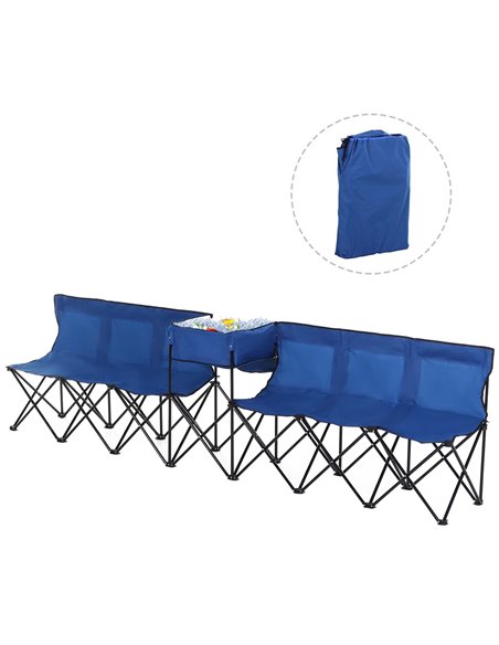 Outsunny Folding Camping Bench for 6 with Cooler Bag, Blue 84B-382BU - pic 59767 | FastDaddyshop