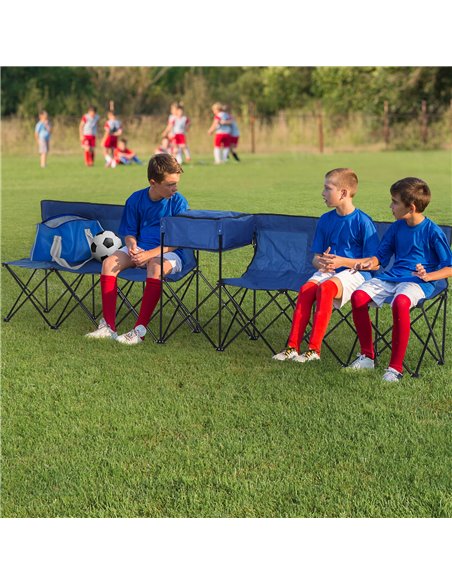 Outsunny Folding Camping Bench for 6, Steel Frame with Cooler Bag, Portable Seating Solution, Blue 84B-382BU - pic 59775 | FastDaddyshop