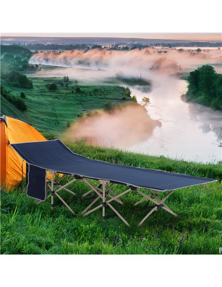 Outsunny Folding Camping Cot, Single Person Portable Military Bed for Outdoor, Travel, Blue A20-116BU - pic 59777 | FastDaddyshop