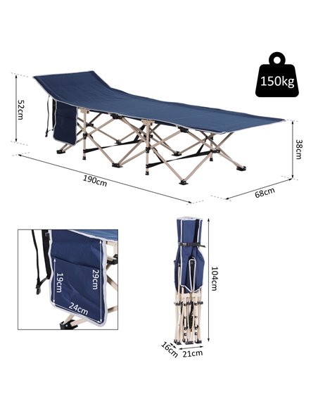 Outsunny Folding Camping Cot, Single Person Portable Military Bed for Outdoor, Travel, Blue A20-116BU - pic 59778 | FastDaddyshop