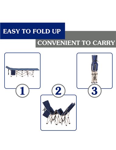 Outsunny Folding Camping Cot, Single Person Portable Military Bed for Outdoor, Travel, Blue A20-116BU