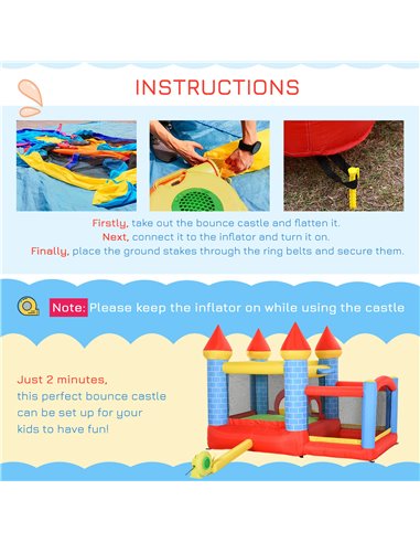 Outsunny Kids Bounce Castle House Inflatable Trampoline Slide Water Pool Basket 4 in 1 with Inflator for Kids Age 3-10 Castle De