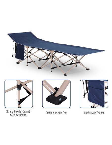 Outsunny Folding Camping Cot, Single Person Portable Military Bed for Outdoor, Travel, Blue A20-116BU - pic 59781 | FastDaddyshop