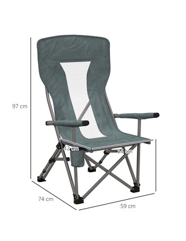 Outsunny Folding Camp Chair Portable Chair w/ Cup Holder Holds up to 136kg Perfect for Camping, Festivals, Garden, Caravan Trips