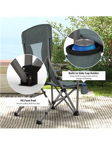Outsunny Folding Camp Chair Portable Chair w/ Cup Holder Holds up to 136kg Perfect for Camping, Festivals, Garden, Caravan Trips