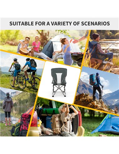 Outsunny Folding Camp Chair Portable Chair w/ Cup Holder Holds up to 136kg Perfect for Camping, Festivals, Garden, Caravan Trips