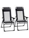 Outsunny Set of 2 Portable Folding Recliner Chaise Lounge Chair, Black 84B-902V70BK