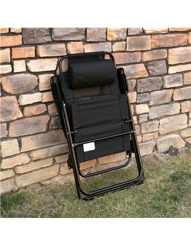 Outsunny Set of 2 Portable Folding Recliner Outdoor Patio Chaise Lounge Chair with Adjustable Backrest, Black 84B-902V70BK