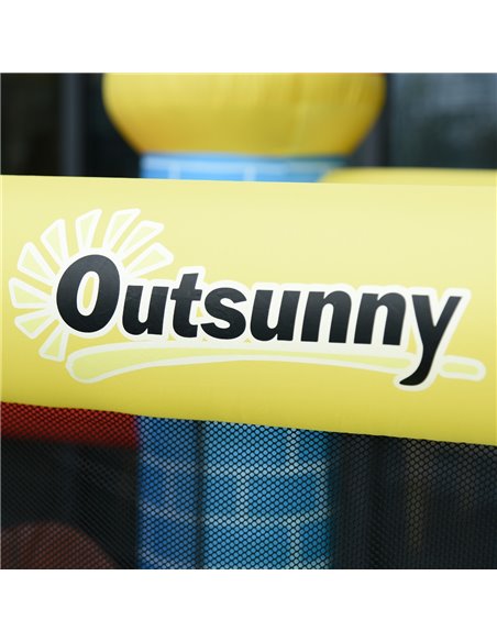 Outsunny Kids Bounce Castle House Inflatable Trampoline Slide Water Pool Basket 4 in 1 with Inflator for Kids Age 3-10 Castle De - pic 5981 | FastDaddyshop