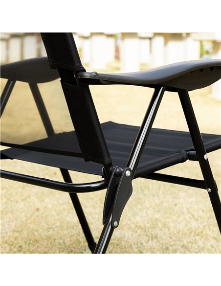 Outsunny Set of 2 Portable Folding Recliner Outdoor Patio Chaise Lounge Chair with Adjustable Backrest, Black 84B-902V70BK - pic 59811 | FastDaddyshop