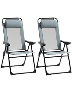 Outsunny Set of 2 Portable Folding Recliner Chair, Grey 84B-902V70GY