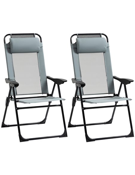 Outsunny Set of 2 Portable Folding Recliner Chair, Grey 84B-902V70GY - pic 59813 | FastDaddyshop