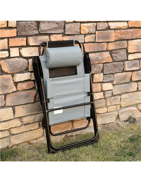 Outsunny Set of 2 Portable Folding Recliner Chair Outdoor Patio Chaise Lounge Chair with Adjustable Backrest, Grey 84B-902V70GY - pic 59818 | FastDaddyshop