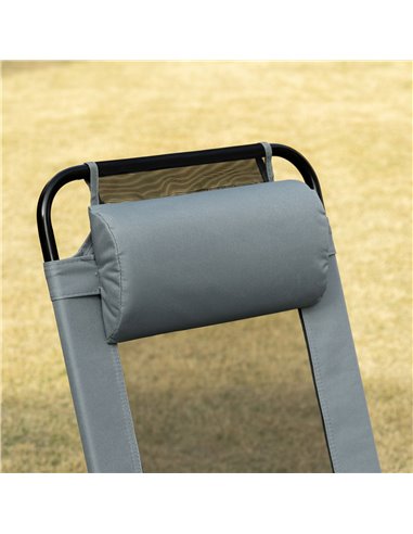Outsunny Set of 2 Portable Folding Recliner Chair Outdoor Patio Chaise Lounge Chair with Adjustable Backrest, Grey 84B-902V70GY