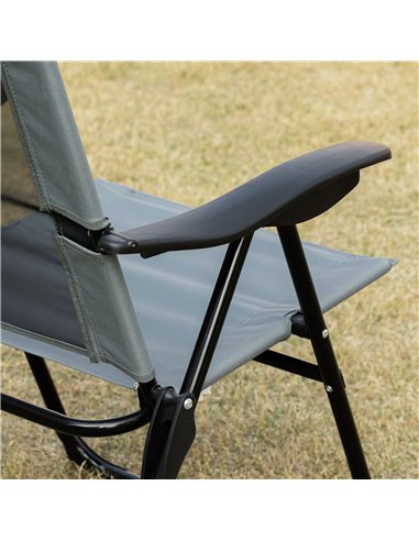 Outsunny Set of 2 Portable Folding Recliner Chair Outdoor Patio Chaise Lounge Chair with Adjustable Backrest, Grey 84B-902V70GY
