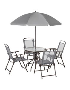 Outsunny 6 Piece Patio Dining Set with Umbrella, Grey 84B-688