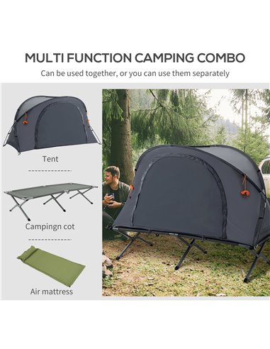 Outsunny Folding Camping Tent Cot, Portable Tent Shelter Combo with Self-Inflating Air Mattress Carry Bag for 1 Person A20-229