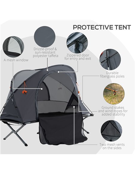 Outsunny Folding Camping Tent Cot, Portable Tent Shelter Combo with Self-Inflating Air Mattress Carry Bag for 1 Person A20-229 - pic 59833 | FastDaddyshop