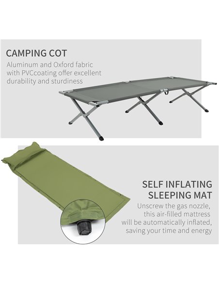 Outsunny Folding Camping Tent Cot, Portable Tent Shelter Combo with Self-Inflating Air Mattress Carry Bag for 1 Person A20-229 - pic 59834 | FastDaddyshop