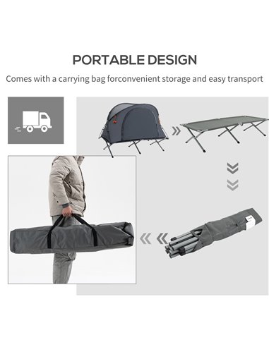 Outsunny Folding Camping Tent Cot, Portable Tent Shelter Combo with Self-Inflating Air Mattress Carry Bag for 1 Person A20-229