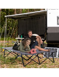 Outsunny Folding Double Camping Cot, Portable Sunbed, Grey A20-030GY 2