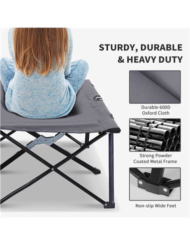 Outsunny Folding Double Camping Cot, Portable Sunbed with Durable Carry Bag, Comfortable Outdoor Use A20-030GY