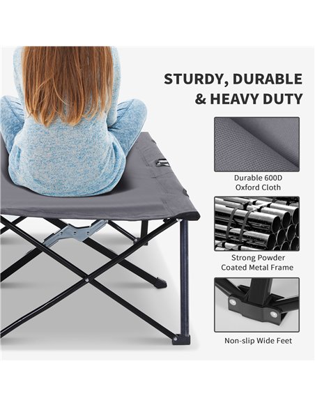 Outsunny Folding Double Camping Cot, Portable Sunbed with Durable Carry Bag, Comfortable Outdoor Use A20-030GY - pic 59842 | FastDaddyshop