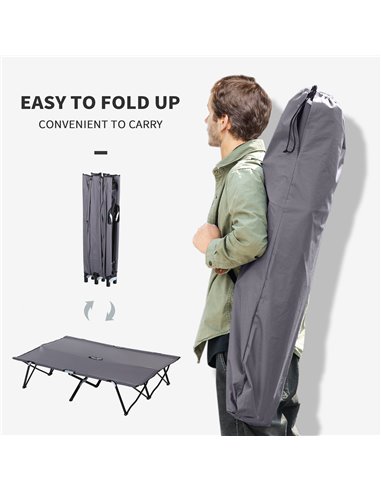 Outsunny Folding Double Camping Cot, Portable Sunbed with Durable Carry Bag, Comfortable Outdoor Use A20-030GY