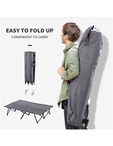 Outsunny Folding Double Camping Cot, Portable Sunbed with Durable Carry Bag, Comfortable Outdoor Use A20-030GY - pic 59843 | FastDaddyshop