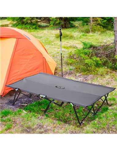 Outsunny Folding Double Camping Cot, Portable Sunbed with Durable Carry Bag, Comfortable Outdoor Use A20-030GY