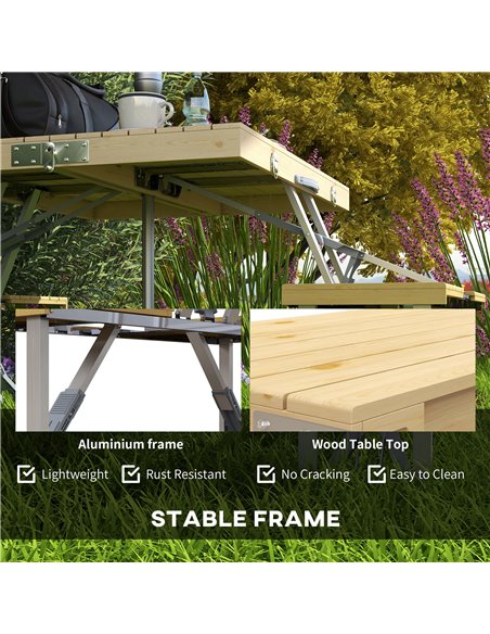 Outsunny Folding Picnic Table with Aluminium Frame, Portable Camping Table and Chairs Set, Umbrella Hole A20-339V00ND - pic 59852 | FastDaddyshop