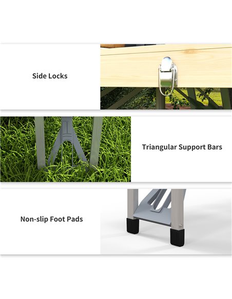 Outsunny Folding Picnic Table with Aluminium Frame, Portable Camping Table and Chairs Set, Umbrella Hole A20-339V00ND - pic 59855 | FastDaddyshop