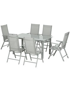 Outsunny 7 Piece Garden Outdoor Dining Set, Grey 84G-100V00GY