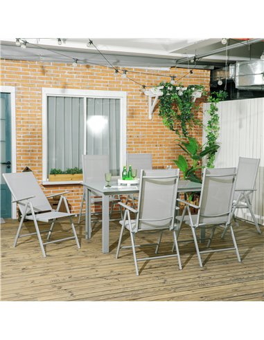 Outsunny 7 Piece Garden Outdoor Dining Set, Grey 84G-100V00GY