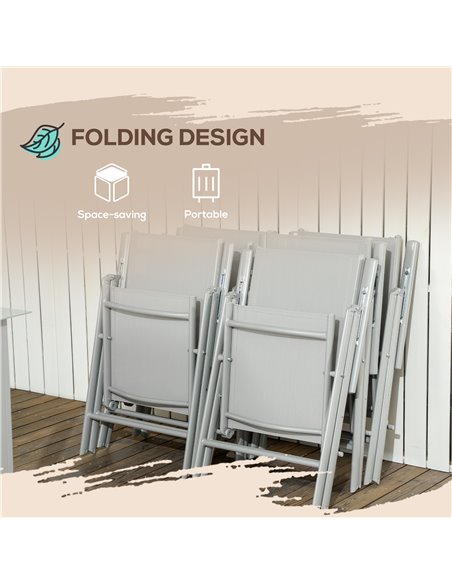 Outsunny 7 Piece Garden Dining Set, Outdoor Table and 6 Folding and Reclining Chairs, Aluminium Frame, Tempered Glass Top Table, - pic 59861 | FastDaddyshop