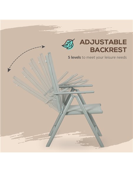Outsunny 7 Piece Garden Dining Set, Outdoor Table and 6 Folding and Reclining Chairs, Aluminium Frame, Tempered Glass Top Table, - pic 59862 | FastDaddyshop