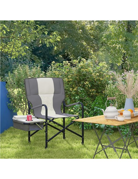 Outsunny Aluminium Folding Director's Chair, Portable Outdoor Chair with Side Table, Cup Holder, Cooler Bag, Grey A20-382V00LG - pic 59876 | FastDaddyshop