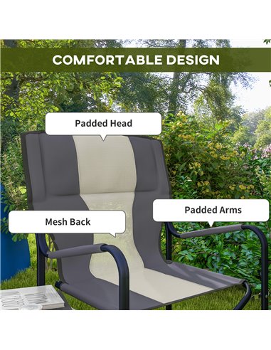 Outsunny Aluminium Folding Director's Chair, Portable Outdoor Chair with Side Table, Cup Holder, Cooler Bag, Grey A20-382V00LG