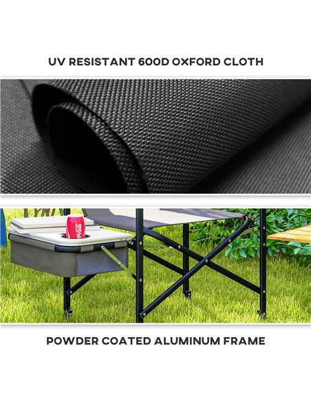 Outsunny Aluminium Folding Director's Chair, Portable Outdoor Chair with Side Table, Cup Holder, Cooler Bag, Grey A20-382V00LG - pic 59881 | FastDaddyshop