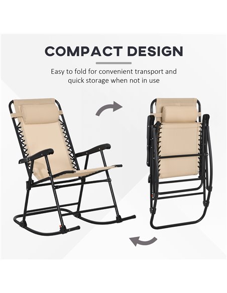 Outsunny Outdoor Folding Rocking Chair, Zero Gravity Design with Headrest, Portable and Comfortable, Beige 84A-099V01BG - pic 59887 | FastDaddyshop