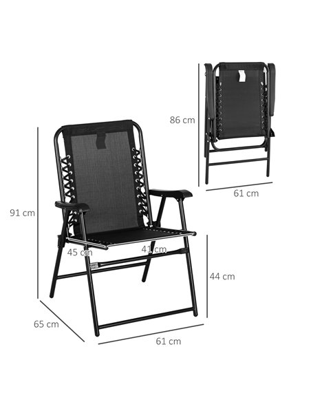 Outsunny 6 Pcs Patio Folding Chair Set, Outdoor Portable Loungers for Camping Pool Beach Deck, Lawn w/ Armrest Steel Frame Black - pic 59904 | FastDaddyshop