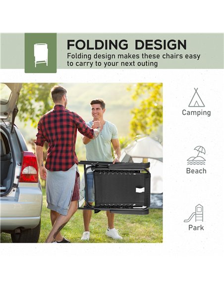 Outsunny 6 Pcs Patio Folding Chair Set, Outdoor Portable Loungers for Camping Pool Beach Deck, Lawn w/ Armrest Steel Frame Black - pic 59906 | FastDaddyshop